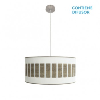 Distribuidor - Lâmpadas Diversas | Colgantes Moderno | COLGANTE IVANNA 2XE27 NIQUEL/BLANCO-MADERA GRIS REGX50X50 CM Ref: 188495083